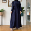 Lapel Solid Color Full Button Slim Dress Llong Skirt