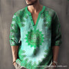 Printed Casual V-neck Men's Loose Jacquard Sweater Long Sleeve