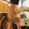 Women's Fashion Rivet Detail Tassel Hem A-line Skirt