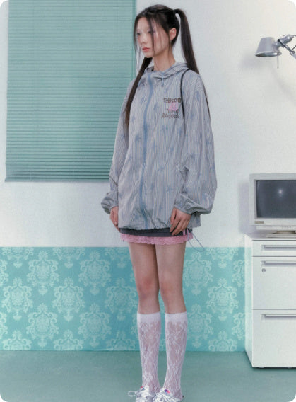 Sunscreen Clothing Summer Printed Drawstring Long Sleeved Jacket