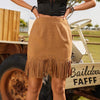 Women's Fashion Rivet Detail Tassel Hem A-line Skirt