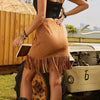 Women's Fashion Rivet Detail Tassel Hem A-line Skirt