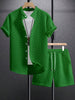 Men's Jacquard Casual Short Sleeve Shirt Outfit