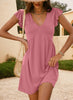 Beach Casual Deep V-neck Pleated Ruffle Sleeve Baggy Tank Dress