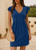 Beach Casual Deep V-neck Pleated Ruffle Sleeve Baggy Tank Dress