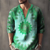 Printed Casual V-neck Men's Loose Jacquard Sweater Long Sleeve