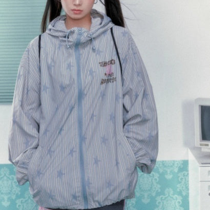 Sunscreen Clothing Summer Printed Drawstring Long Sleeved Jacket